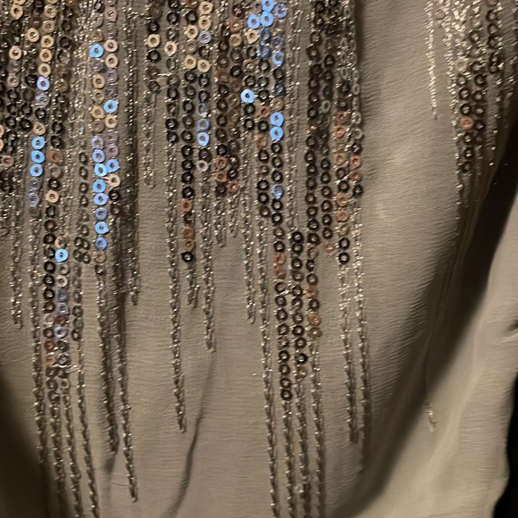 Cardigan with Built-in Tank, Black with gray cami, silver sequins - Picture 3 of 8